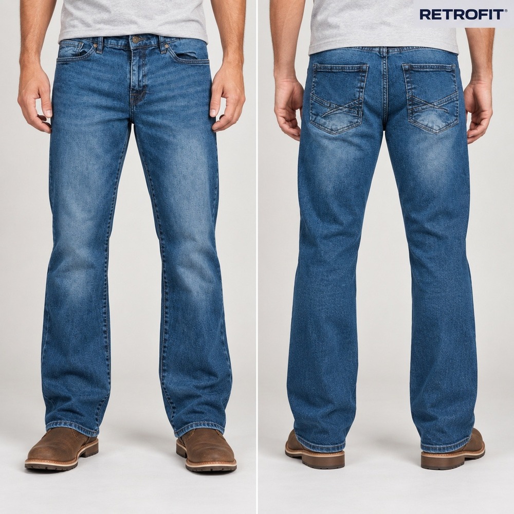 Retrofit Brand‎ Men's 32x30 Dark Blue Stretch Straight Bootcut Denim Jeans